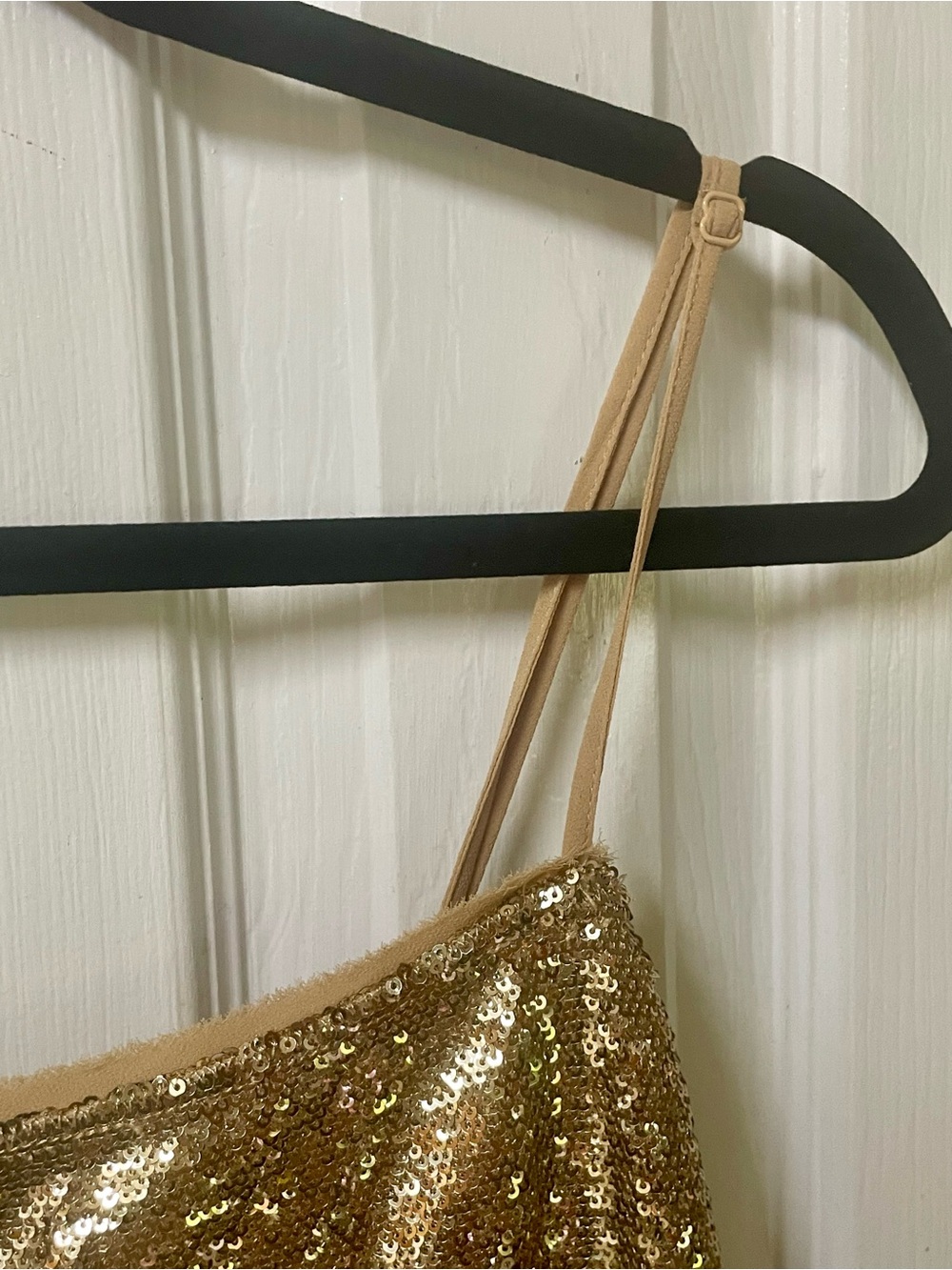 Free People Intimately Dress Medium Mini Sequin Party Cocktail Gold Straps - Picture 6 of 10